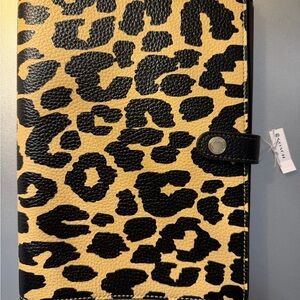 Coach Black and Tan Leopard Notebook NWT